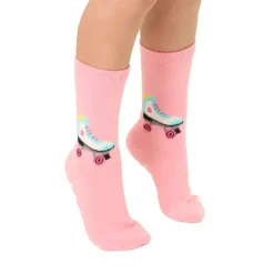 3D Packaged Crew Socks - Roller Skate - Pink