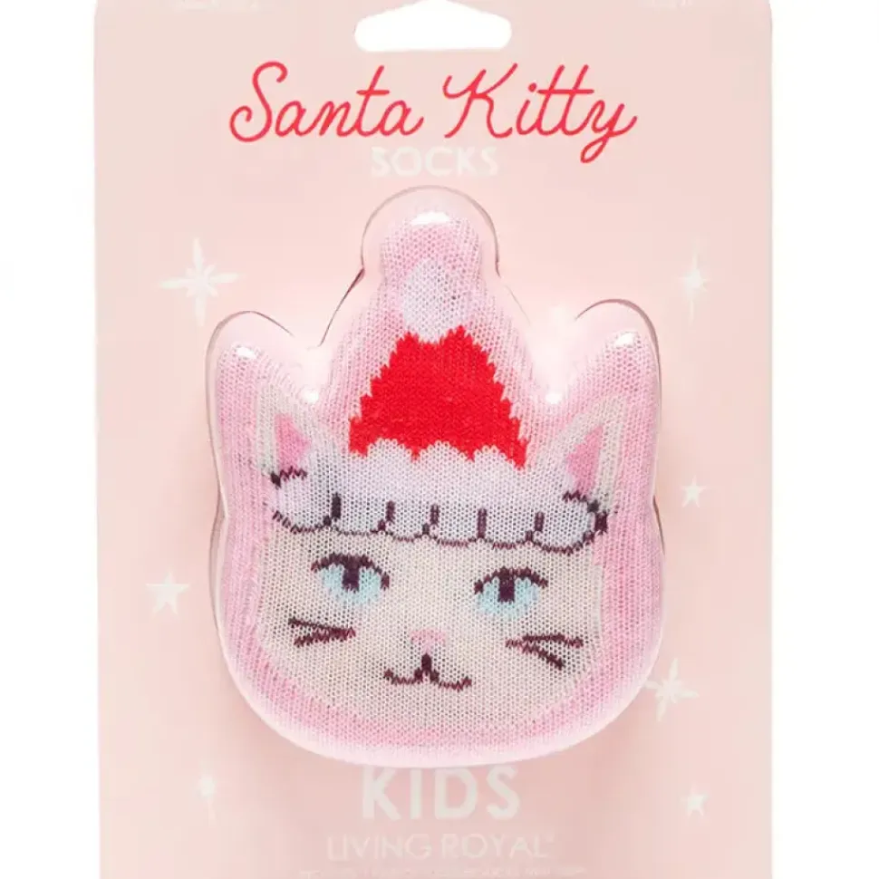 3D Packaged Crew Socks - Santa Kitty
