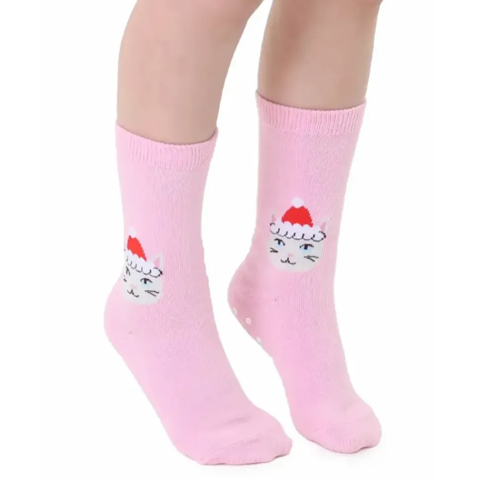 3D Packaged Crew Socks - Santa Kitty