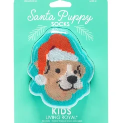 3D Packaged Crew Socks - Santa Puppy