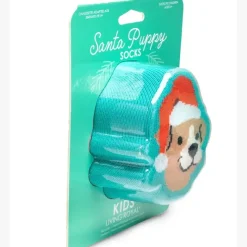 3D Packaged Crew Socks - Santa Puppy
