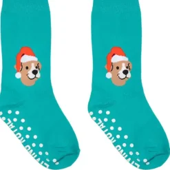 3D Packaged Crew Socks - Santa Puppy