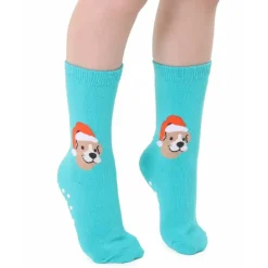 3D Packaged Crew Socks - Santa Puppy