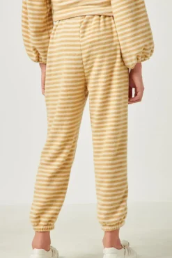 Drawstring Waist Brushed Striped Jogger