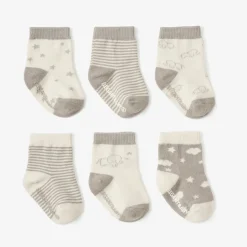 Elephant Non Slip Baby Socks 6pk