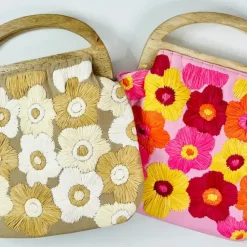 Embroidered Flower Clutch (two colors)