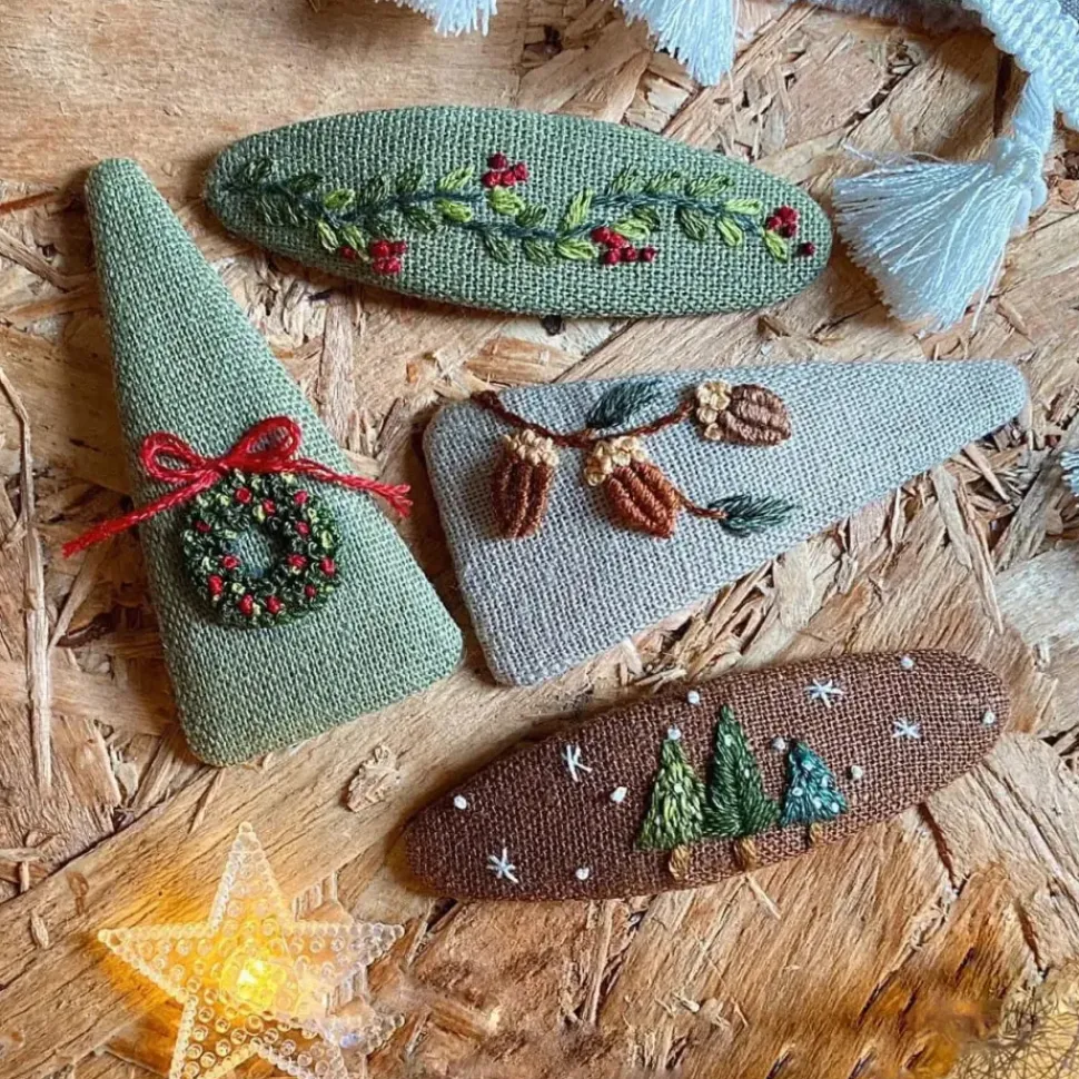 Embroidered Holiday Hair Barrettes - Several Styles