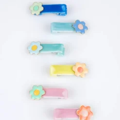 Enamel Daisy Hair Clips (x 6)