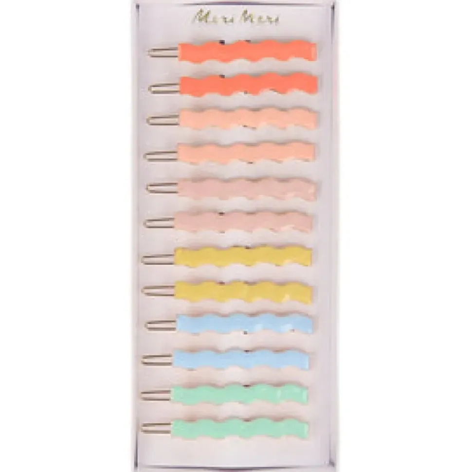 Enamel Wavy Hair Clips (12 pack)