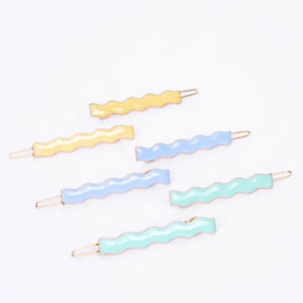 Enamel Wavy Hair Clips (12 pack)