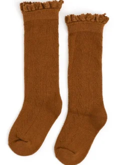 Fancy Lace Top Knee High Socks - Sugar Almond