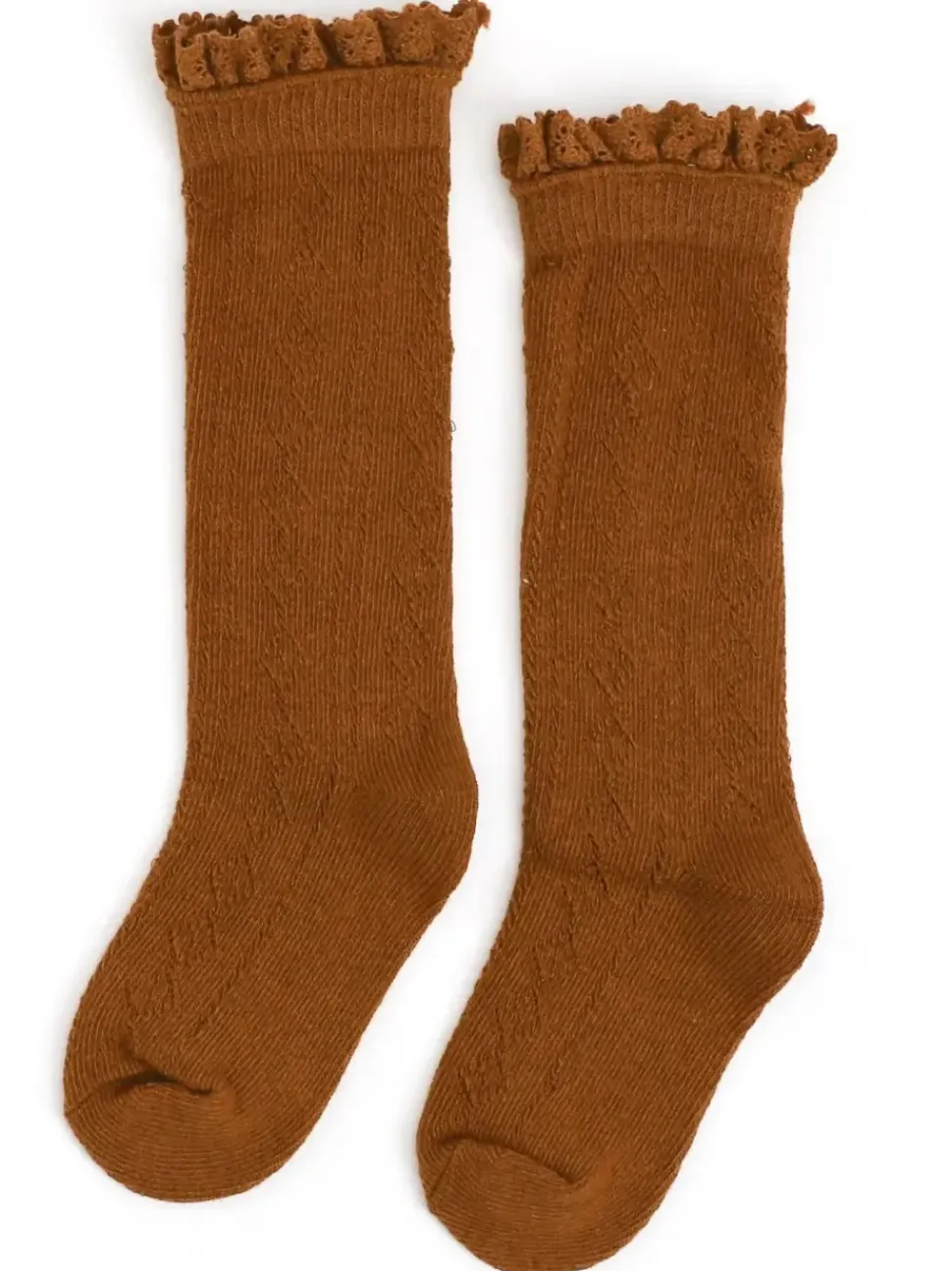 Fancy Lace Top Knee High Socks - Sugar Almond