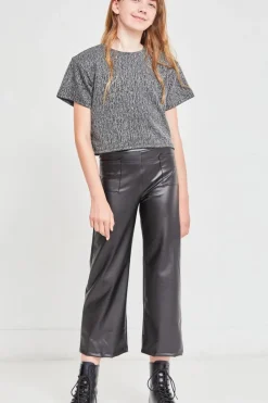 Faux Leather Wide Legs Pants