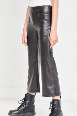Faux Leather Wide Legs Pants