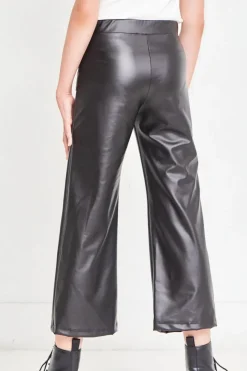 Faux Leather Wide Legs Pants