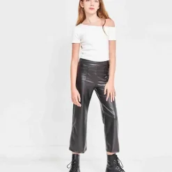 Faux Leather Wide Legs Pants