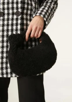 Faux Sheepskin Bag - Black
