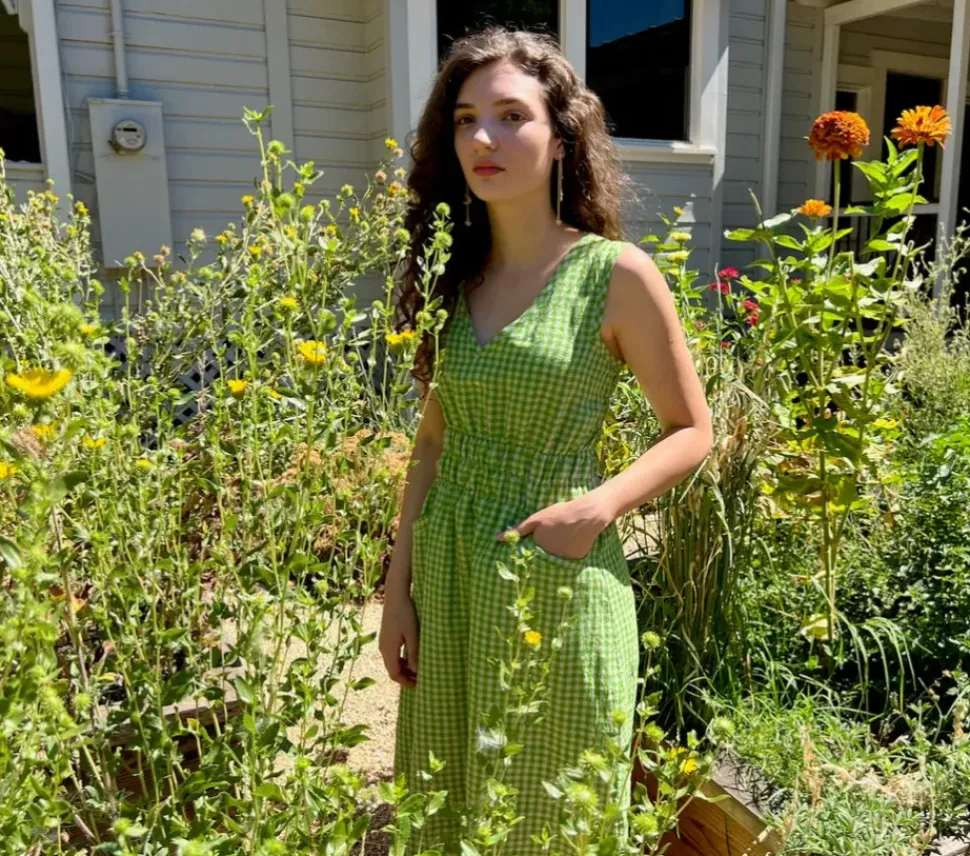 Fiji Dress - Grass Green Check
