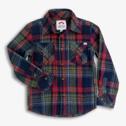 Flannel Shirt - Navy/Cranberry Plaid