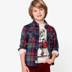 Flannel Shirt - Navy/Cranberry Plaid