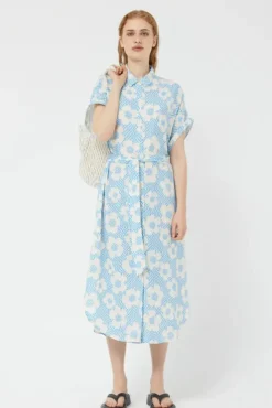 Floral Box Button Front Dress