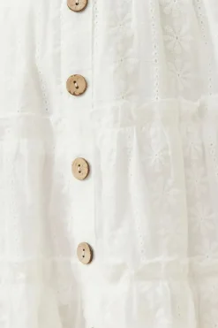 Floral Embroidered Button Skirt