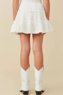 Floral Embroidered Button Skirt
