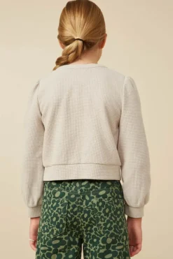 Floral Embroidered Textured Knit Cardigan