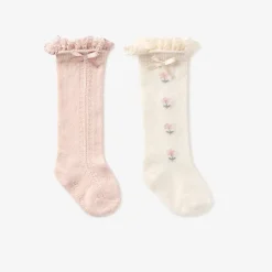 Floral Knee-High Non Slip Baby Socks 2 pack