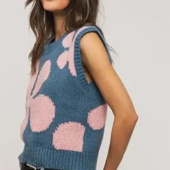 Floral Sweater Vest - Blue