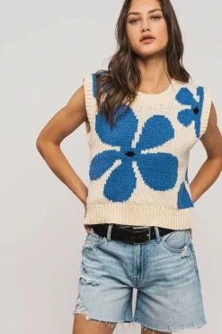 Floral Sweater Vest - Cream