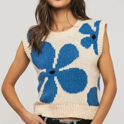 Floral Sweater Vest - Cream