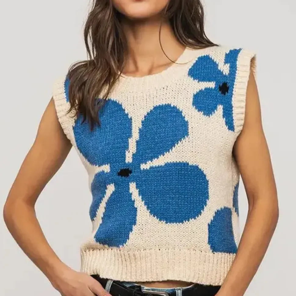 Floral Sweater Vest - Cream