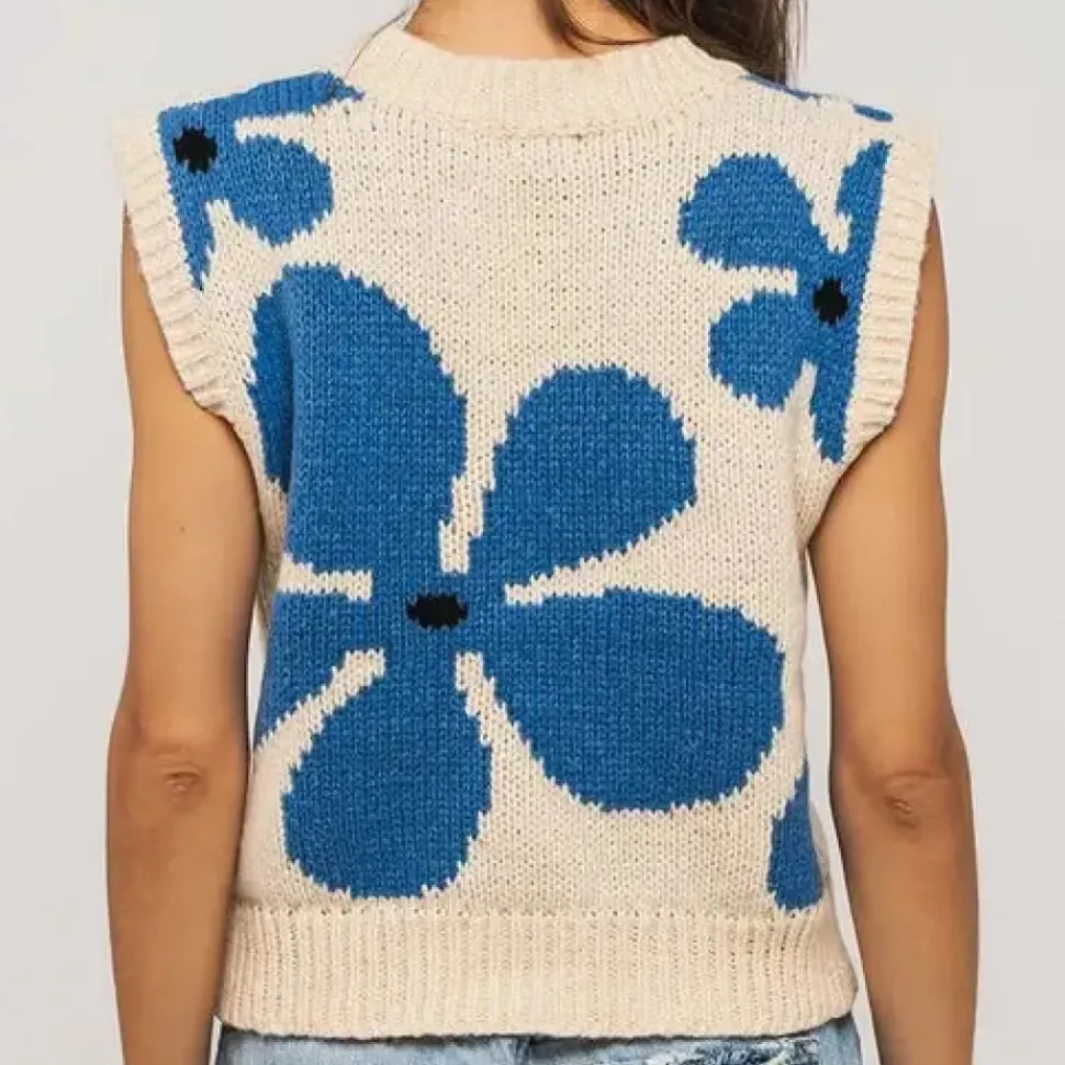 Floral Sweater Vest - Cream
