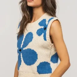 Floral Sweater Vest - Cream