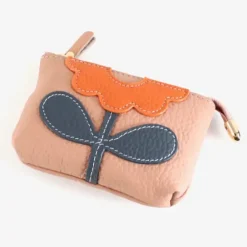 Flower Applique Leather Coin Purse - Several Colors