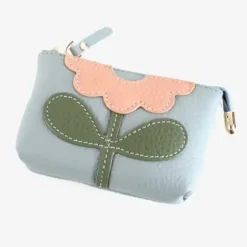 Flower Applique Leather Coin Purse - Several Colors