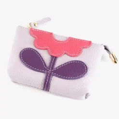 Flower Applique Leather Coin Purse - Several Colors