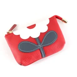Flower Applique Leather Coin Purse - Several Colors