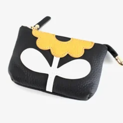 Flower Applique Leather Coin Purse - Several Colors