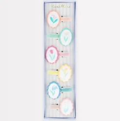 Flower Cameo Hair Clips (x6)