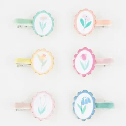 Flower Cameo Hair Clips (x6)