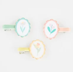 Flower Cameo Hair Clips (x6)