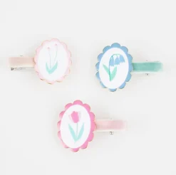 Flower Cameo Hair Clips (x6)