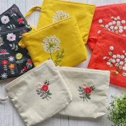 Flower Embroidered Cosmetics Bag - Several Designs
