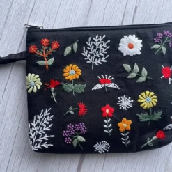 Flower Embroidered Cosmetics Bag - Several Designs