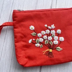 Flower Embroidered Cosmetics Bag - Several Designs