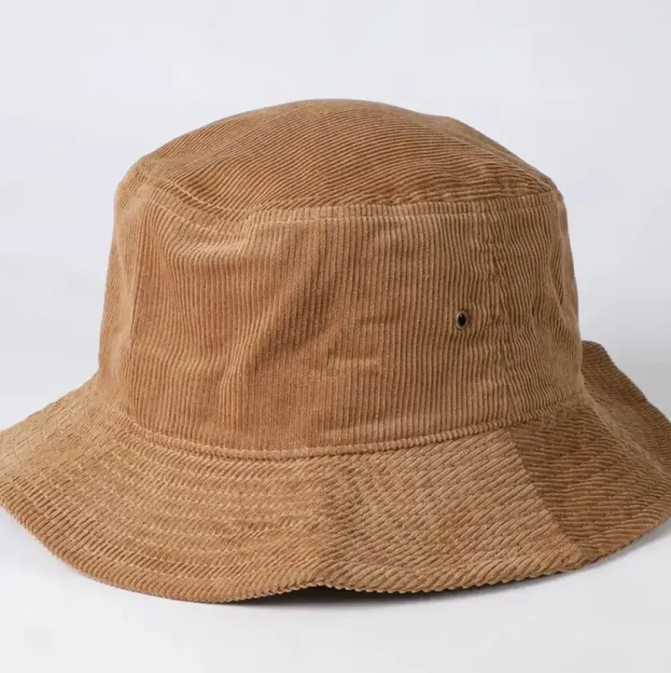 Foldable Vintage Corduroy Bucket Hat - Tan