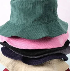 Foldable Vintage Corduroy Bucket Hat - Tan