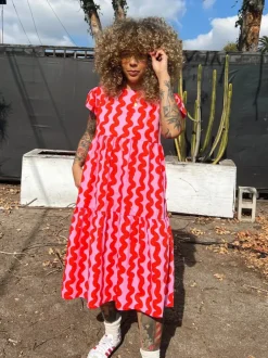 Frida Dress - Pink Squiggle